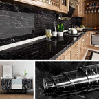 Black Marble Wallpaper Roll – Self Adhesive Waterproof PVC Wall & Countertop Sticker image 2