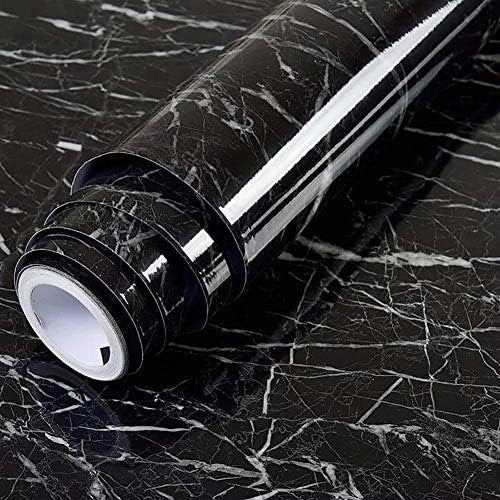 Black Marble Wallpaper Roll – Self Adhesive Waterproof PVC Wall & Countertop Sticker image 0